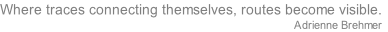 Where traces connecting themselves, routes become visible.
Adrienne Brehmer